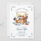 Picknickmand Navy Blue Couples Vrijgezellenfeest Kaart (Voorkant)