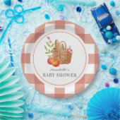 Picknickmand Rode GIngham Baby shower Papier Bord (Feest)