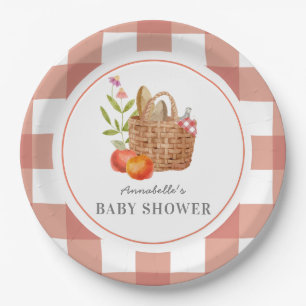 Picknickmand Rode GIngham Baby shower Papier Bord
