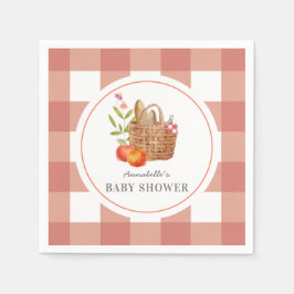 Picknickmand Rode GIngham Baby shower Servet