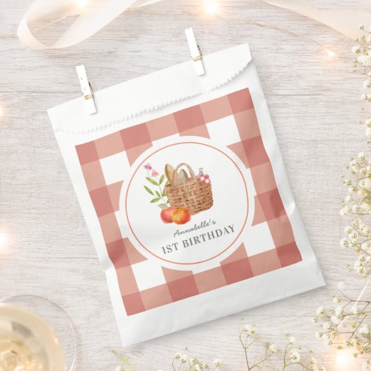 Picknickmand Rode Gingham Verjaardag Bedankzakje (Geknipt)