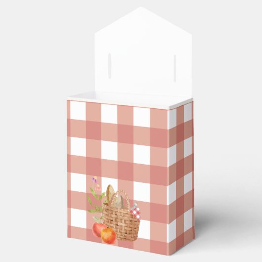 Picknickmand Rode Gingham Verjaardag Favoriet Box Bedankdoosjes (Geopend)