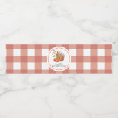 Picknickmand Rode Gingham Verjaardag Waterfles Etiket (Enkel label)