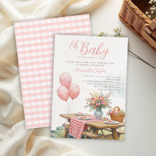 Picknickmeer Ballonnen Bloemige Chique Meisje Baby Kaart