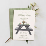 Picknicktafel Zomer Elegant Modern 50ste Verjaarda Kaart<br><div class="desc">Een elegante en moderne 50e verjaardagsfeestuitnodiging voor vrouwen met een picknickthema,  met een sjabloon van een picknicktafel met borden en bloempjes. Een leuke,  zomer klaar 50e verjaardag uitnodigen voor een vrouw op haar vijftigste verjaardag vieren met een picknick in het park. Roze en groen kleurenschema.</div>