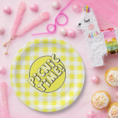 Picknicktijd met papieren bord geel geruit (Feest)