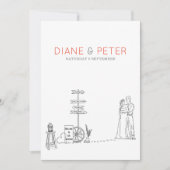 Picknicktuin minimalistisch zwart-wit bruiloft kaart (Voorkant)