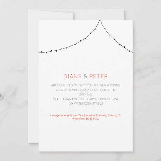 Picknicktuin minimalistisch zwart-wit bruiloft kaart (Achterkant)