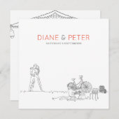 Picknicktuin minimalistisch zwart-wit bruiloft kaart (Voorkant / Achterkant)
