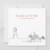 Picknicktuin minimalistisch zwart-wit bruiloft kaart (Voorkant)