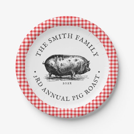 picknstijl | Gebeurtenis rond varkensroast | Fami Papieren Bordje (Voorkant)