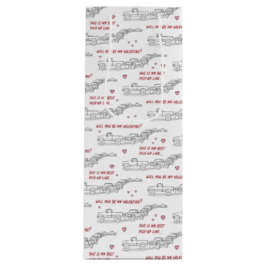 Pickup Line Valentijn Funny Truck Lover Wijn Cadeautas (Voorkant)