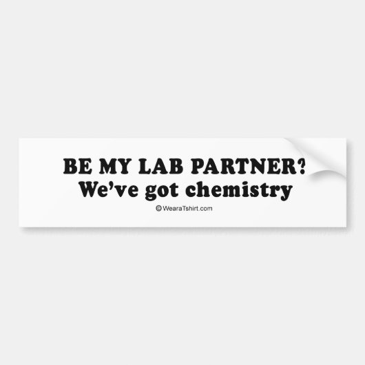 PICKUP LINES - "We hebben chemie" Bumpersticker (Voorkant)