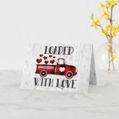 Pickup Truck Buffalo Plaid Hart Valentijnsdag Kaart (Gele Bloem)
