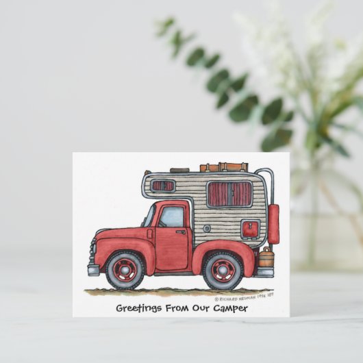 Pickup Truck Camper RV Post-kaarten Briefkaart (Staand voorkant)