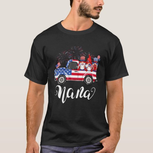 Pickup Truck oom Sam Gnomes American Flag USA 4T T-shirt (Voorkant)