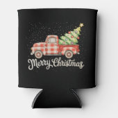 Pickup Truck Red Buffalo Plaid Vrolijk Kerstfeest Blikjeskoeler (Voorkant)