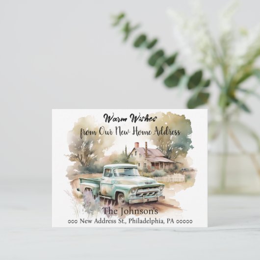 Pickup Truck We hebben een nieuw adres Briefkaart  (Staand voorkant)