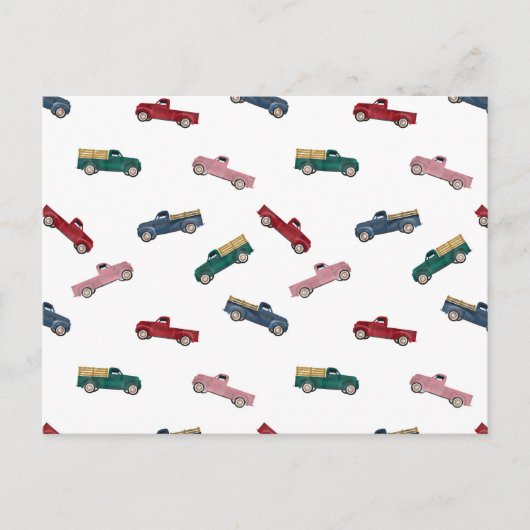 Pickup Trucks Schattigee voertuigen Auto Vervoer Feestdagenkaart (Voorkant)
