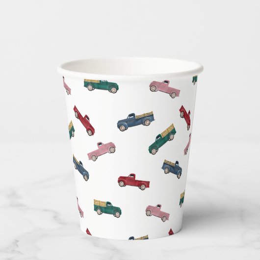 Pickup Trucks Schattigee voertuigen Auto Vervoer Papieren Bekers (Achterkant)