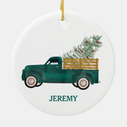 Pickup Trucks Schattigee Voertuigen Kerstboom Kind Keramisch Ornament (Achterkant)
