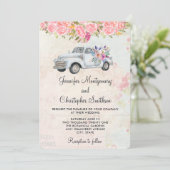 Pickup Vrachtwagen en Bloemen Rustieke Waterverf B Kaart (Staand voorkant)