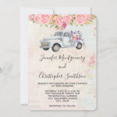 Pickup Vrachtwagen en Bloemen Rustieke Waterverf B Kaart (Voorkant)