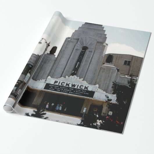 Pickwick Movie Theater Park Ridge Waterverf Art Cadeaupapier (Uitgerold)