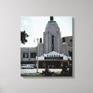 Pickwick Movie Theater Park Ridge Waterverf Art Canvas Afdruk