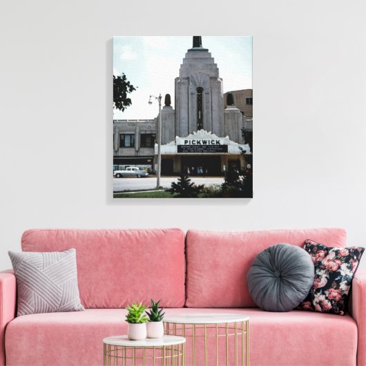 Pickwick Movie Theater Park Ridge Waterverf Art Canvas Afdruk (Insitu (Woonkamer))