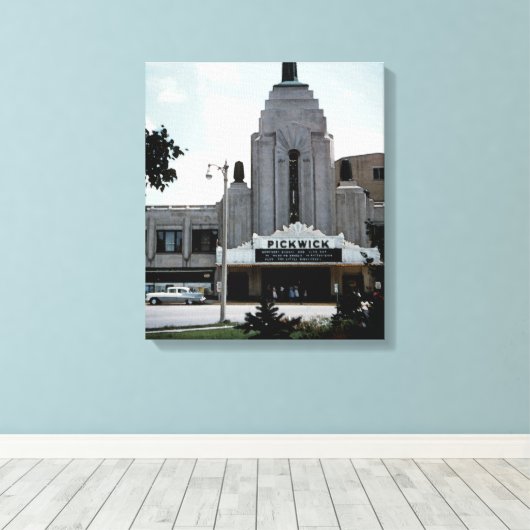 Pickwick Movie Theater Park Ridge Waterverf Art Canvas Afdruk (Insitu (Houten vloer))