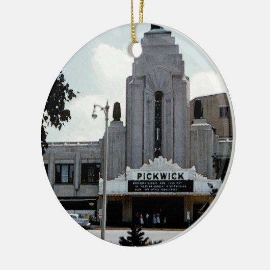 Pickwick Movie Theater Park Ridge Waterverf Art Keramisch Ornament (Links)