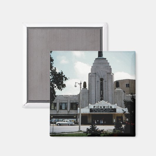 Pickwick Movie Theater Park Ridge Waterverf Art Magneet (Voorkant / Achterkant)