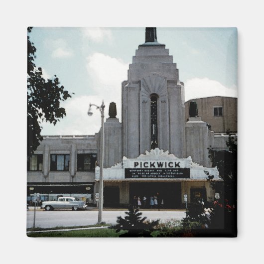 Pickwick Movie Theater Park Ridge Waterverf Art Magneet (Voorkant)
