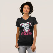 "Picky" T-shirt gelaagd door vrouwen: bruin en roz (Voorkant volledig)