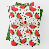 Picnic Ant Peking Watermelon Polka Dot Striped Inpakpapier Vel (In situ)
