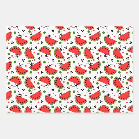 Picnic Ant Peking Watermelon Polka Dot Striped Inpakpapier Vel (Voorkant)