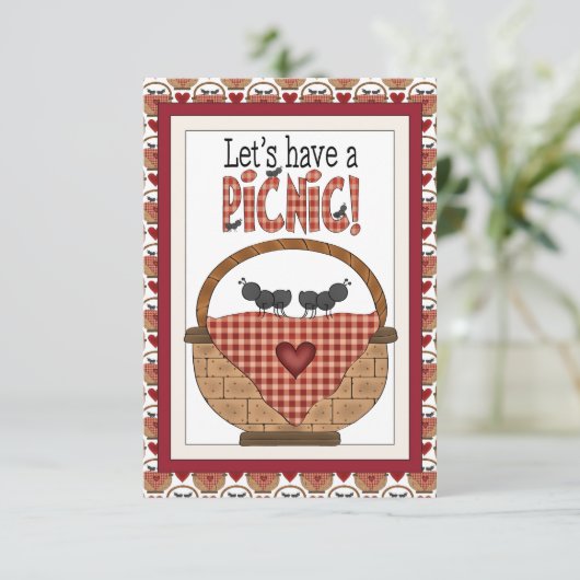 Picnic Ant RSVP-kaart RSVP Kaartje (Staand voorkant)