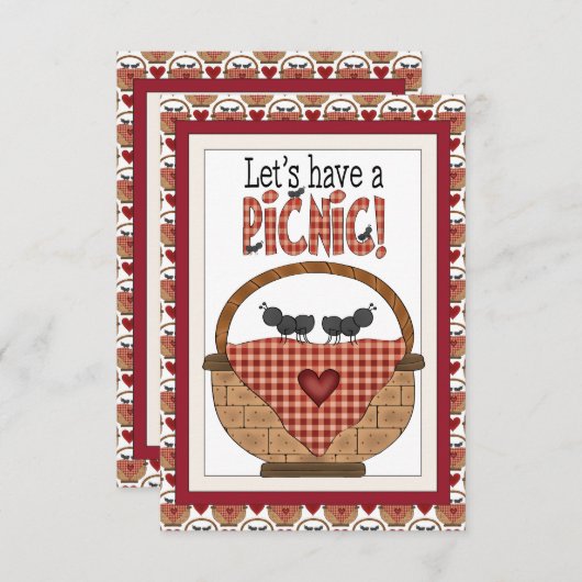 Picnic Ant RSVP-kaart RSVP Kaartje (Voorkant / Achterkant)