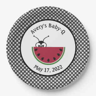 Picnic Ant Watermelon Black Gingham Papieren Bordje