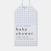 Picnic Baby shower Names Blue Gingham Favor Cadeaulabel (Voorkant)