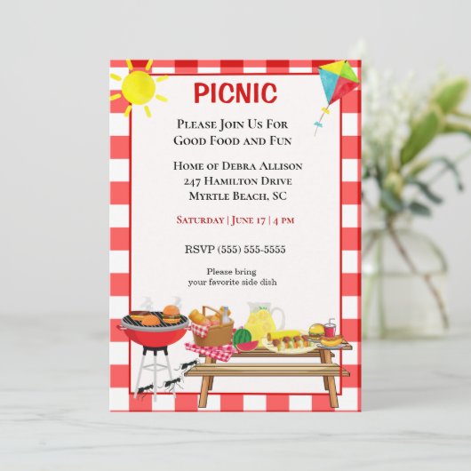 Picnic Barbecue Cookout Grilling Kaart (Staand voorkant)