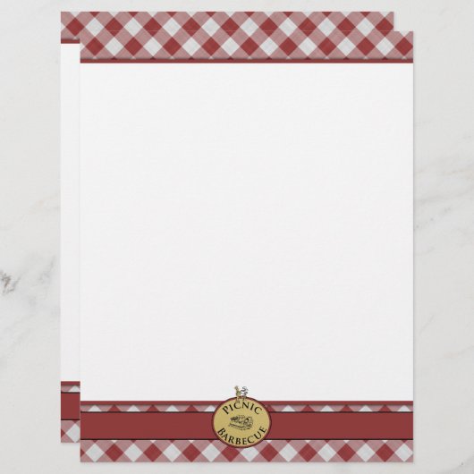 Picnic Barbecue Red Checkered Letterhead (Voorkant / Achterkant)