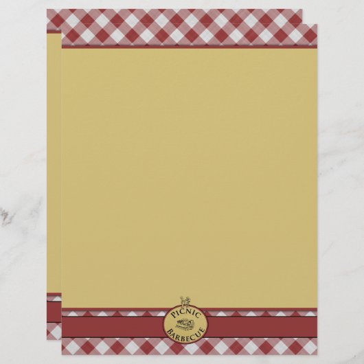 Picnic Barbecue Red Checkered Letterhead (Voorkant / Achterkant)