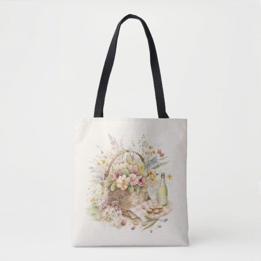 Picnic Basket met wijnfles Tote Bag (Voorkant)