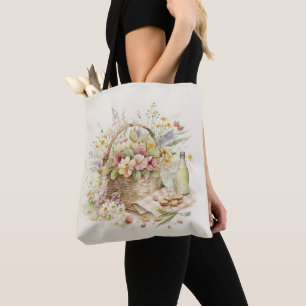 Picnic Basket met wijnfles Tote Bag