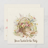 Picnic Basket met wijnflessenfeest Kaart (Voorkant / Achterkant)