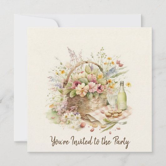 Picnic Basket met wijnflessenfeest Kaart (Voorkant)