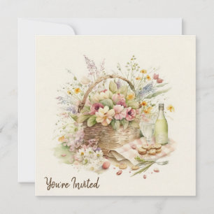 Picnic Basket met wijnflessenfeest Kaart