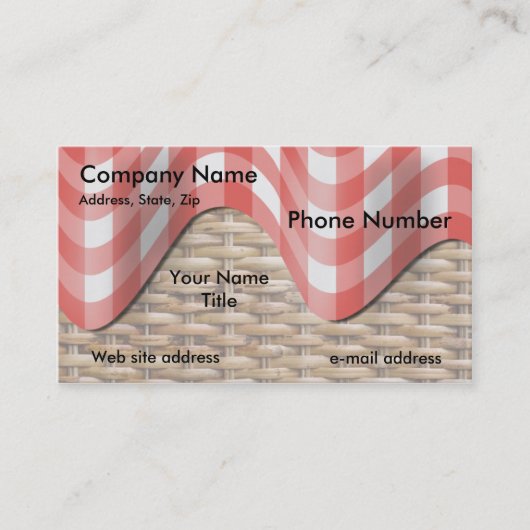 Picnic Basket Red Check Patroon Visitekaartje (Voorkant)